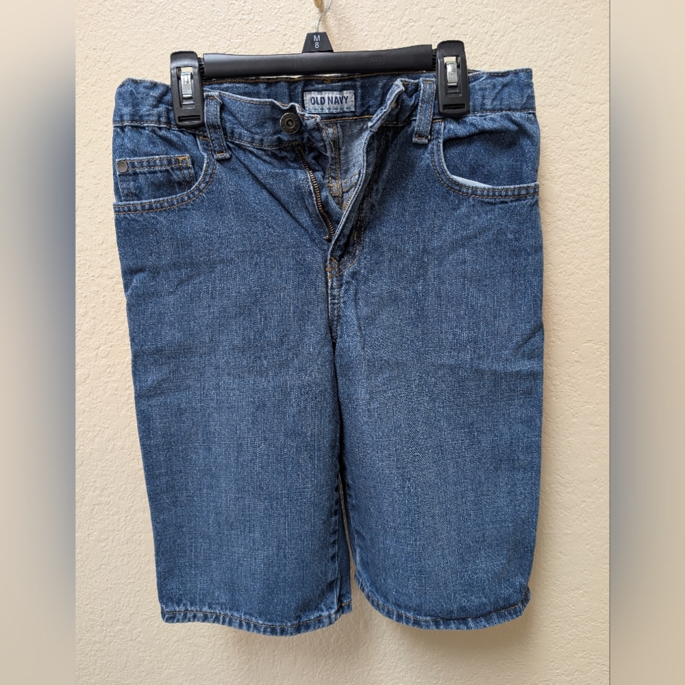Boys Old Navy 100% Cotton Adjustable Waist Blue Jean Shorts. Size 14 Regular